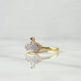 Crown Ring 1.9gr / T7 / White-Blue Zircons Yellow Gold