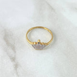 Crown Ring 1.9gr / T7 / White-Blue Zircons Yellow Gold