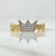 Anillo Corona Corazones 2.85gr / T6 3/4 / Dos Oros Amarillo Blanco 18K !