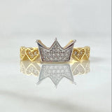 Anillo Corona Corazones 2.85gr / T6 3/4 / Dos Oros Amarillo Blanco 18K !