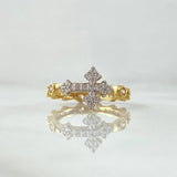 Cross Ring 2.8gr / T5 1/4 / White Zircons Yellow Gold