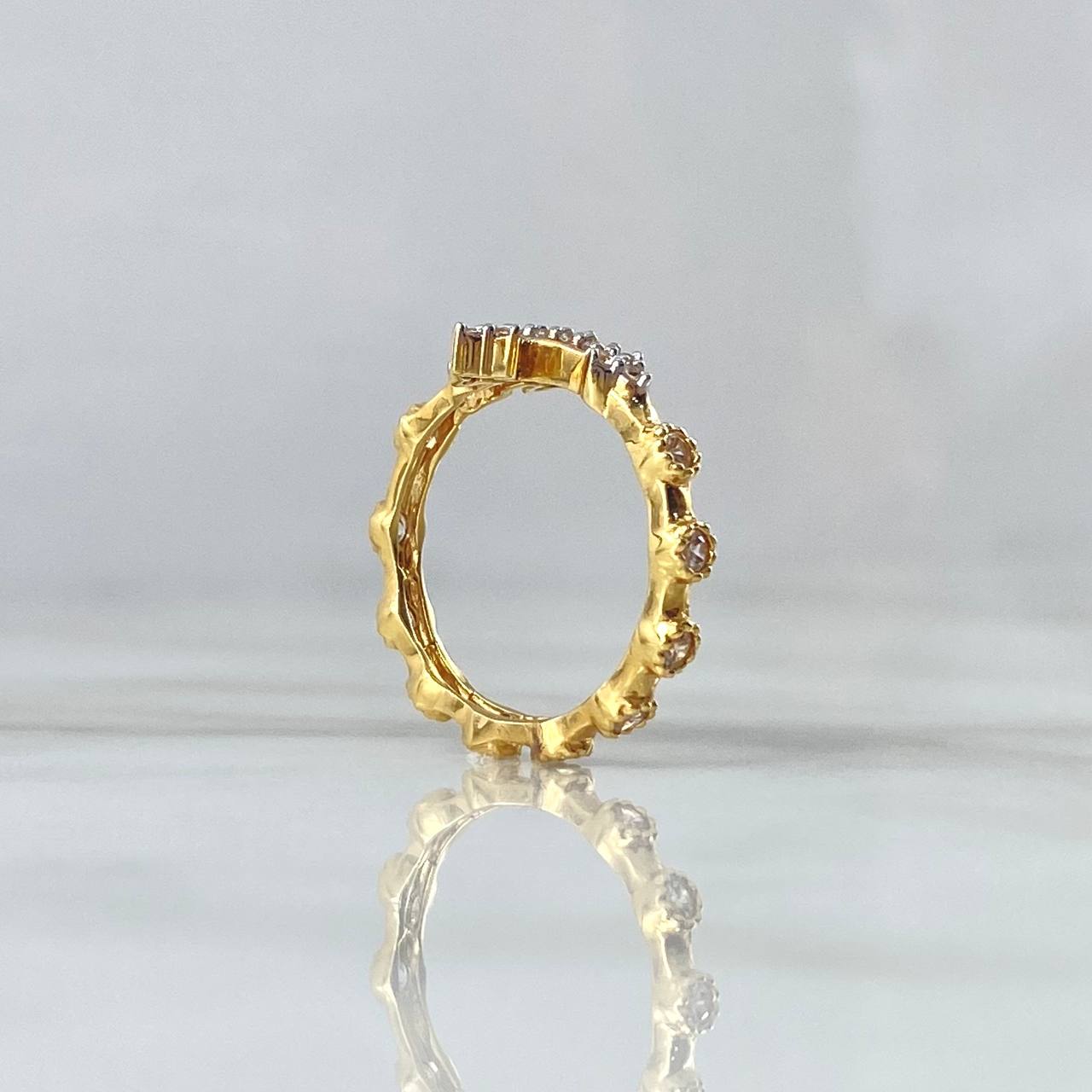 Cross Ring 2.8gr / T5 1/4 / White Zircons Yellow Gold