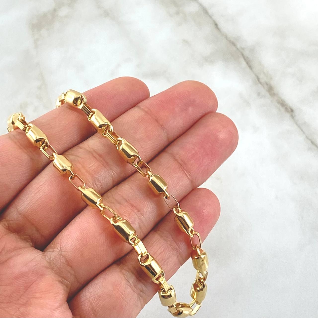 Cadena Rustica Barril 18.6gr / 72.5cm / 4.5mm Liso Oro Amarillo 18K