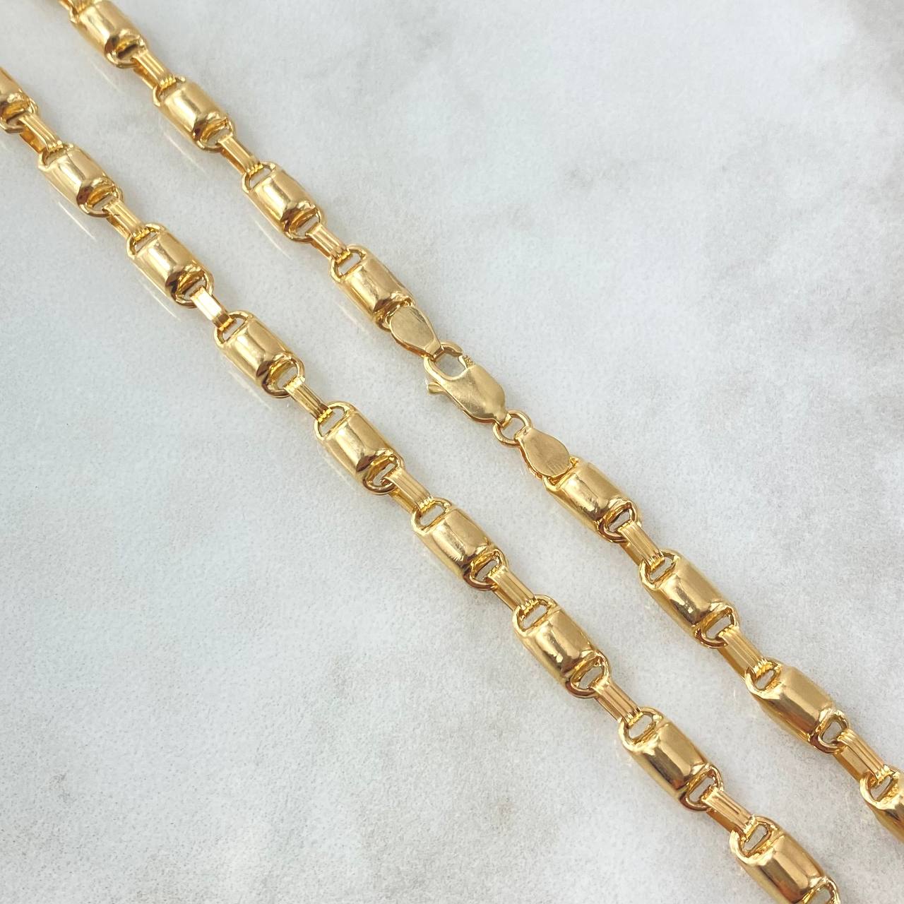 Cadena Rustica Barril 18.6gr / 72.5cm / 4.5mm Liso Oro Amarillo 18K