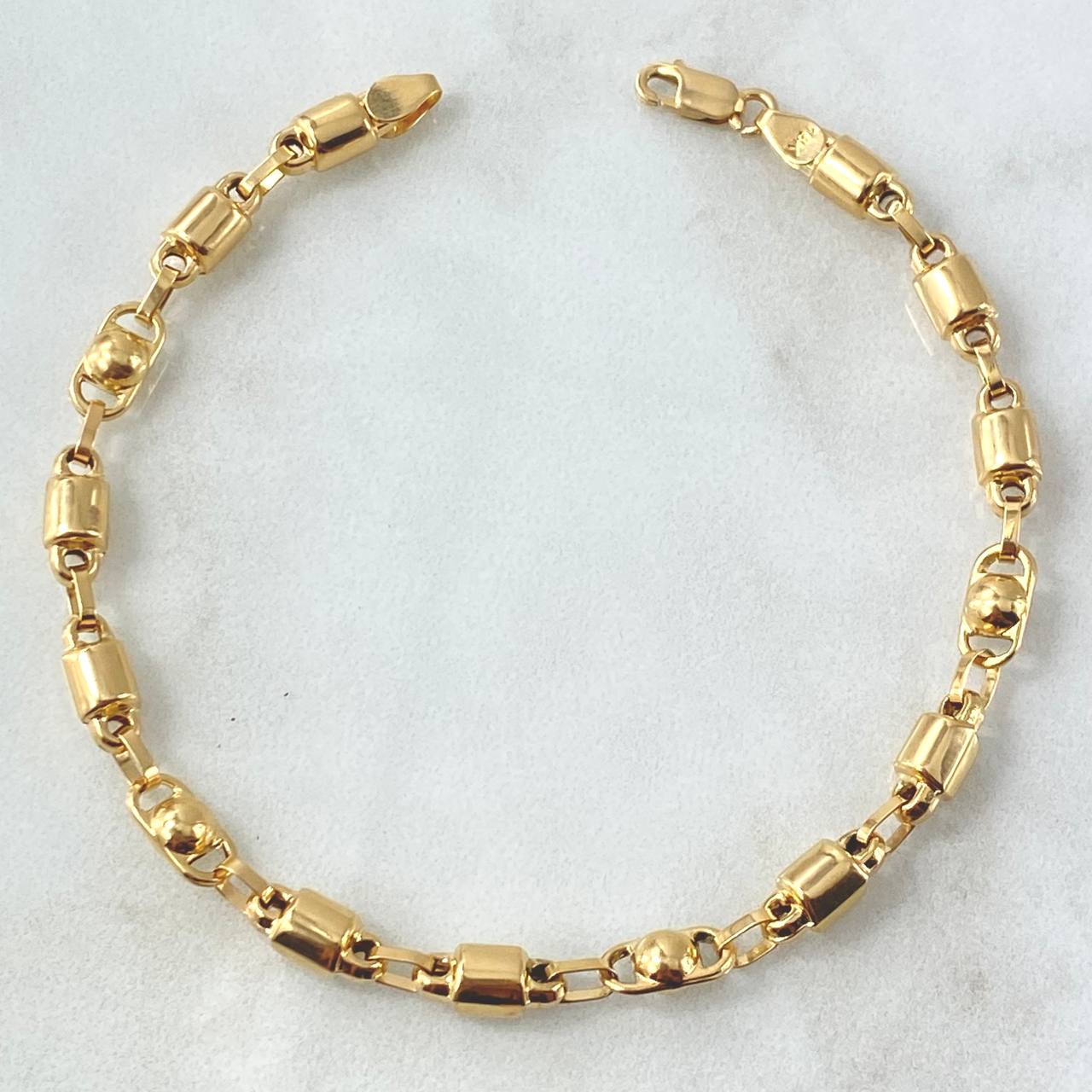 Bracelet Barrel Bubble 4.9gr / 19cm / 4mm Smooth 18K Yellow Gold