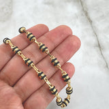 Rustic Barrel Striped Chain 17.35gr / 72.5cm / 5mm Black Rubber 18K Yellow Gold ©