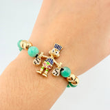 Pulsera Negra Pato Esmeralda Bolas Lisas 8und 5.55gr / 3mm-7mm Oro Amarillo 18K ©