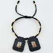 Pulsera Negra Escapulario Cilindros Diamantados 8und 2gr / 3mm-5mm Oro Amarillo 18K *