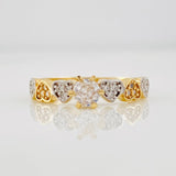 Solitaire Hearts Ring 2.3g / T7 Two-Tone Yellow White Gold 18K