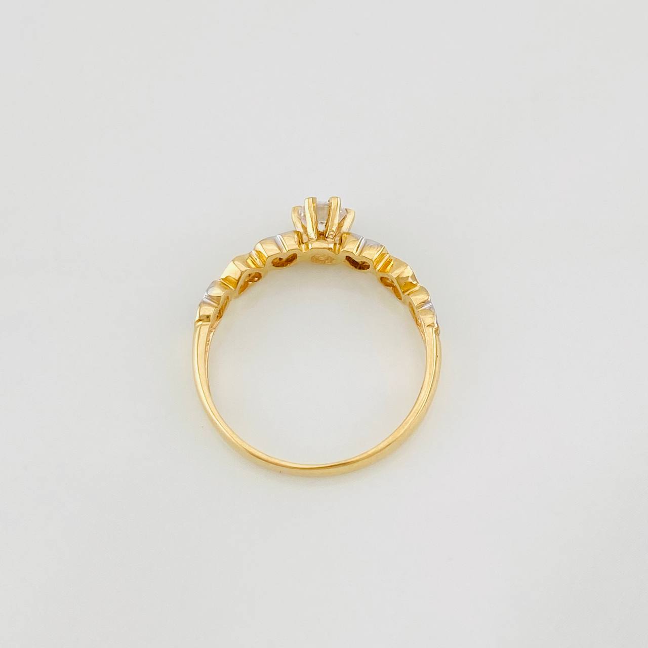 Solitaire Hearts Ring 2.3g / T7 Two-Tone Yellow White Gold 18K