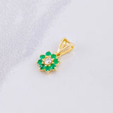 Dije Flor 8 Petalos Esmeraldas 18pts Diamante 6pts 0.75g / 1/2 in Oro Amarillo 18K