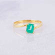 Cube Ring 4 Claws Emerald 25pts 1.5g / T6 Yellow Gold 18K