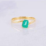 Cube Ring 4 Claws Emerald 25pts 1.5g / T6 Yellow Gold 18K