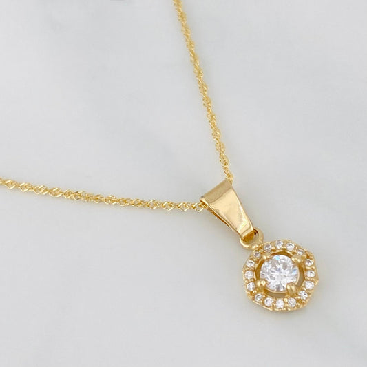Set Cadena Singapur + Dije Halo / 2.4g / 18 in Oro Amarillo 18K