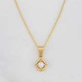 Set Cadena Singapur + Dije Halo / 2.4g / 17 1/4 in Oro Amarillo 18K