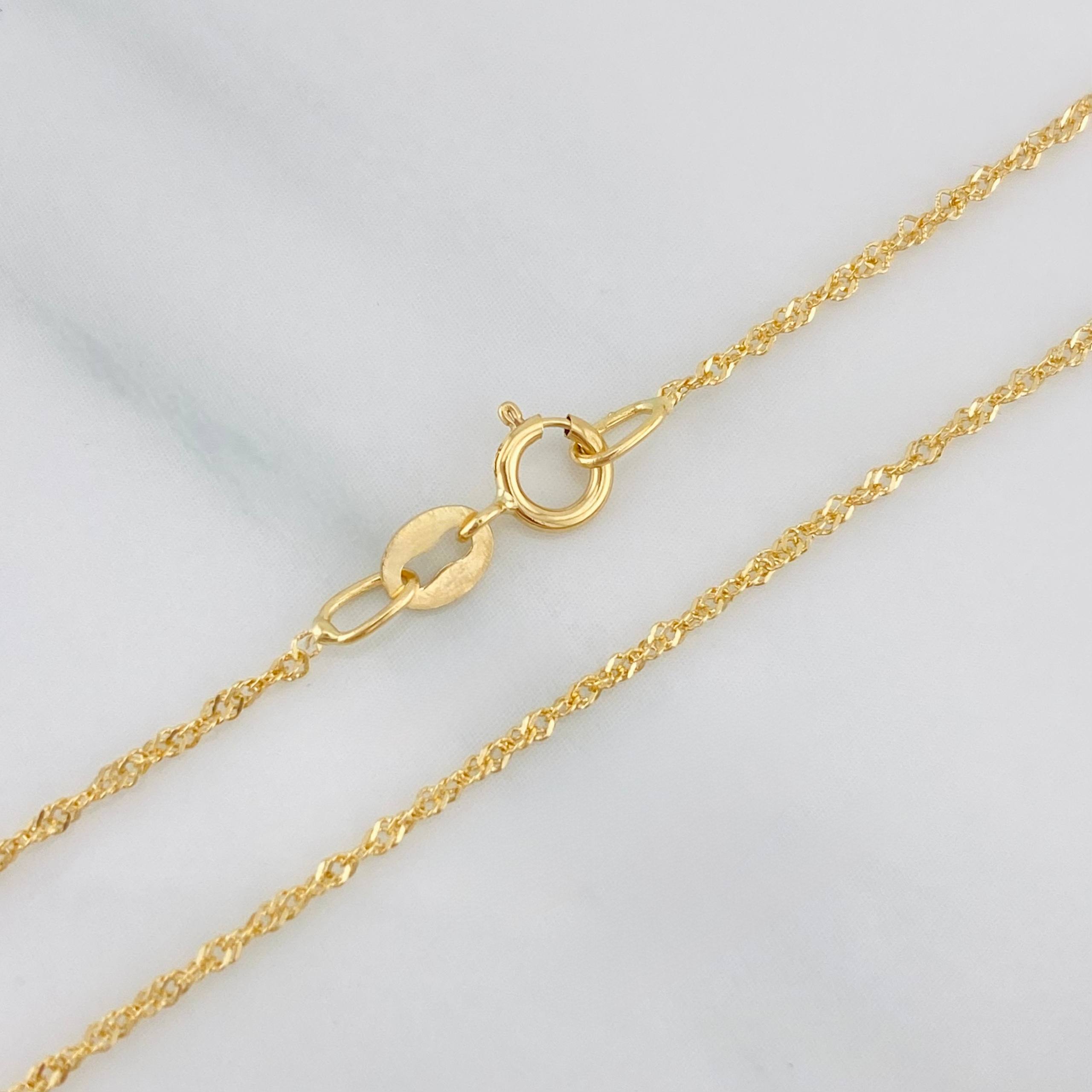 Set Cadena Singapur + Dije Halo / 2.4g / 17 1/4 in Oro Amarillo 18K