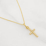 Set Cadena Singapur + Dije Cruz / 1.35g / 16 in Oro Amarillo 18K