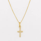 Set Cadena Singapur + Dije Cruz / 1.35g / 16 in Oro Amarillo 18K