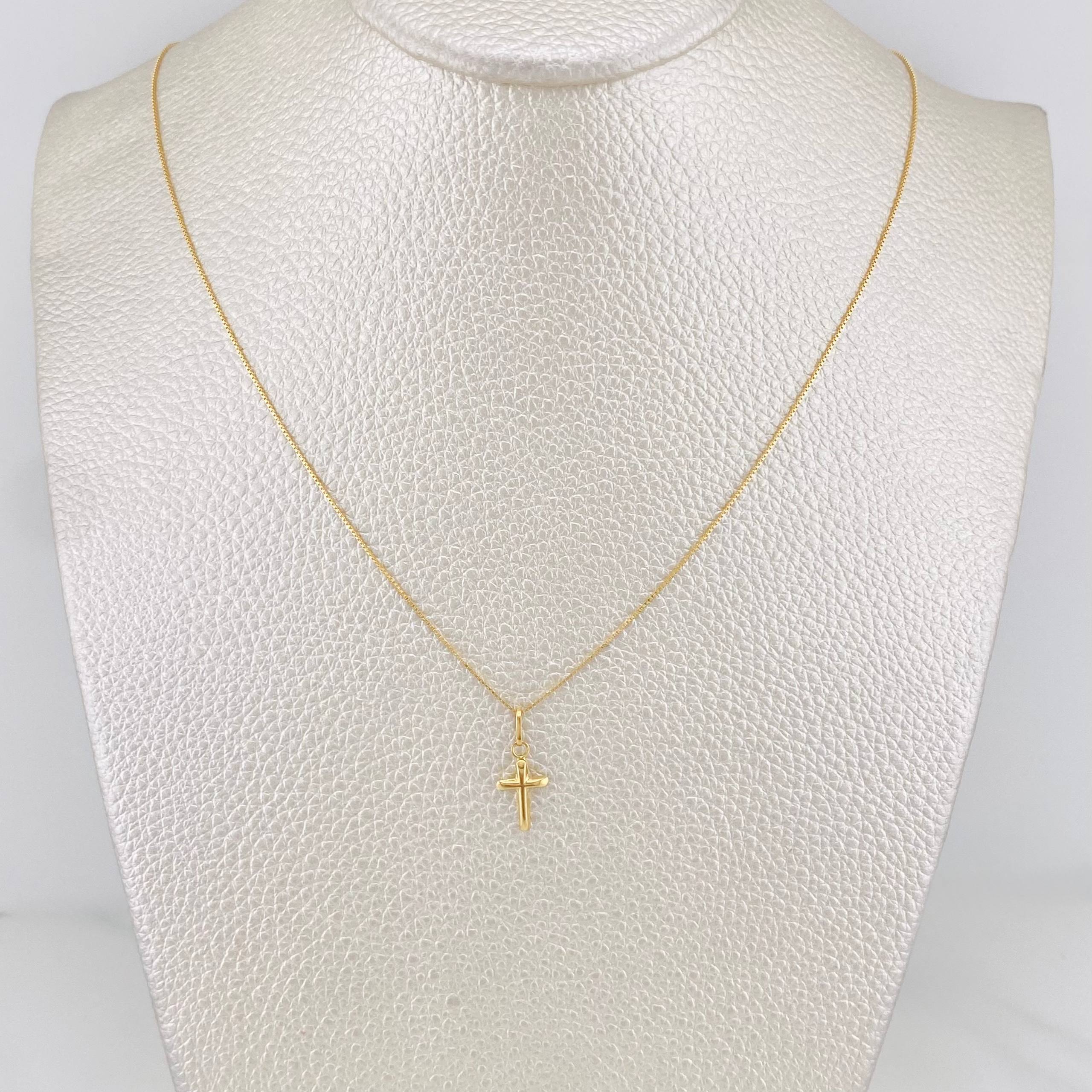 Set Cadena Veneciana + Dije Cruz / 1.1g / 15 3/4 in Oro Amarillo 18K