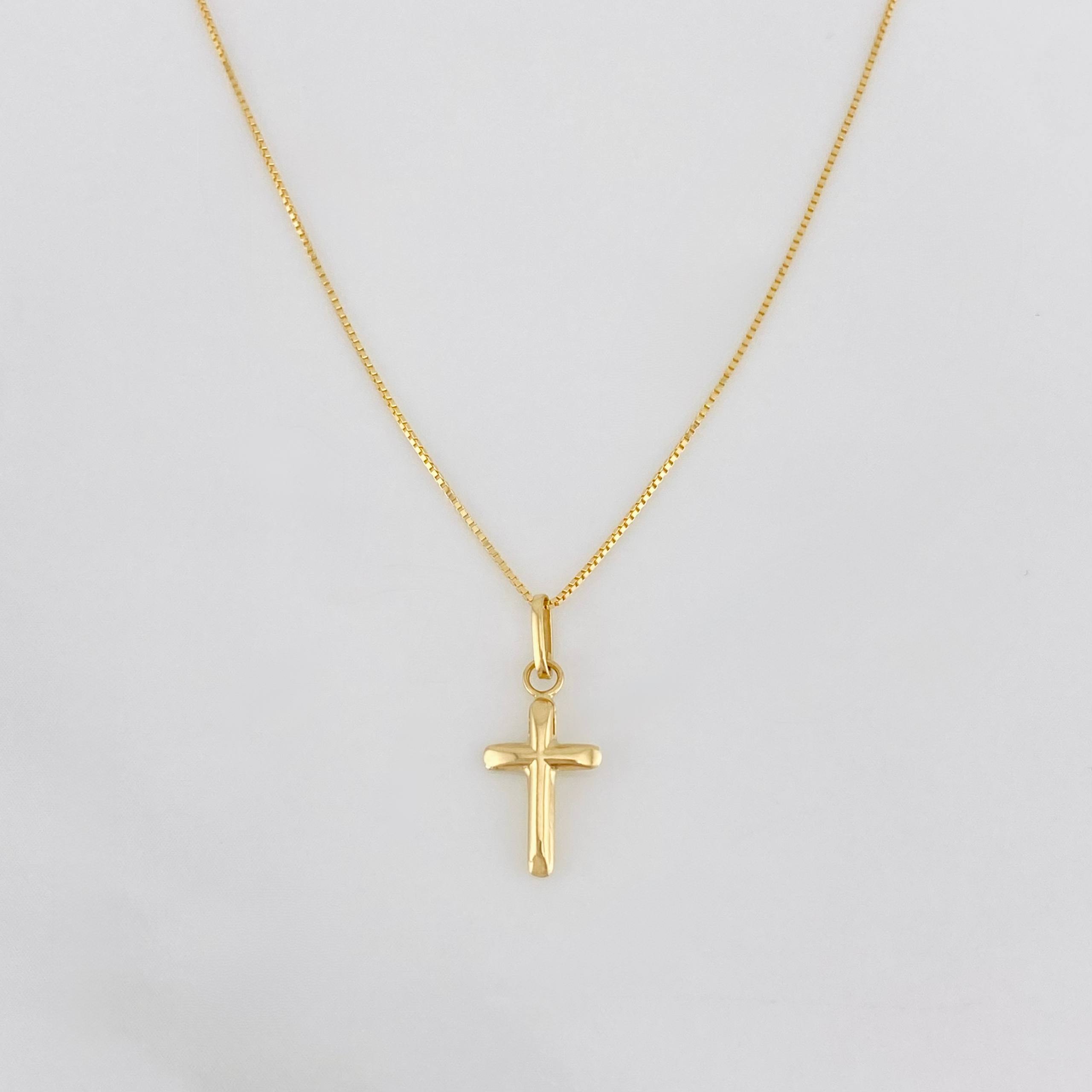Set Cadena Veneciana + Dije Cruz / 1.1g / 15 3/4 in Oro Amarillo 18K