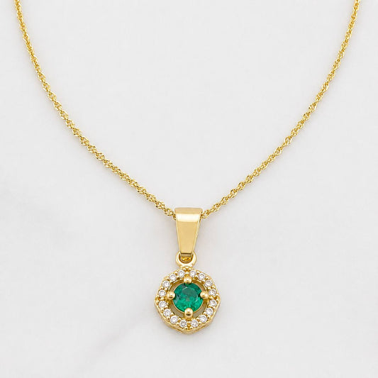 Set Cadena Singapur + Dije Halo / 2.3g / 18 in Oro Amarillo 18K
