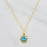 Set Cadena Singapur + Dije Halo / 2.2g / 17 1/2 in Oro Amarillo 18K