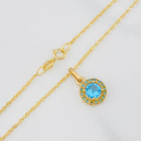 Set Cadena Singapur + Dije Halo / 2.2g / 17 1/2 in Oro Amarillo 18K