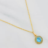 Set Cadena Singapur + Dije Halo / 2.2g / 17 1/2 in Oro Amarillo 18K