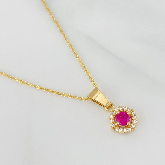 Set Cadena Singapur + Dije Halo / 2.35g / 18 in Oro Amarillo 18K