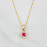 Set Cadena Singapur + Dije Halo / 2.4g / 17 1/4 in Oro Amarillo 18K
