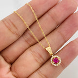 Set Cadena Singapur + Dije Halo / 2.35g / 17 3/4 in Oro Amarillo 18K