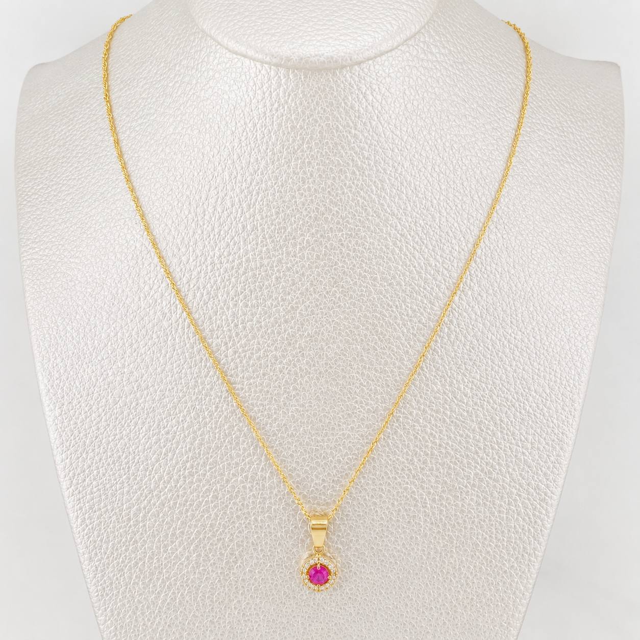 Set Cadena Singapur + Dije Halo / 2.4g / 17 1/4 in Oro Amarillo 18K