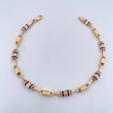 Bracelet Barrel Dotted 4.75gr / 21.1cm / 3.75mm Black Rubbers Two Yellow Rose Gold 18K $