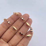 Bracelet Barrel Dotted 4.75gr / 21.1cm / 3.75mm Black Rubbers Two Yellow Rose Gold 18K $