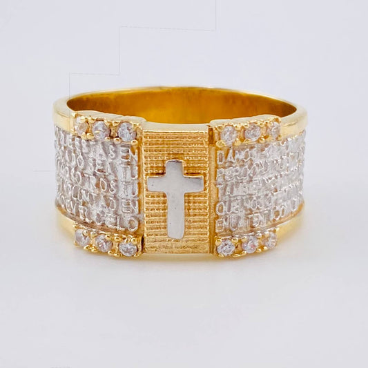 Our Father Cross Ring 9 g / T10 1/2 Two-Tone Yellow White Gold 18K