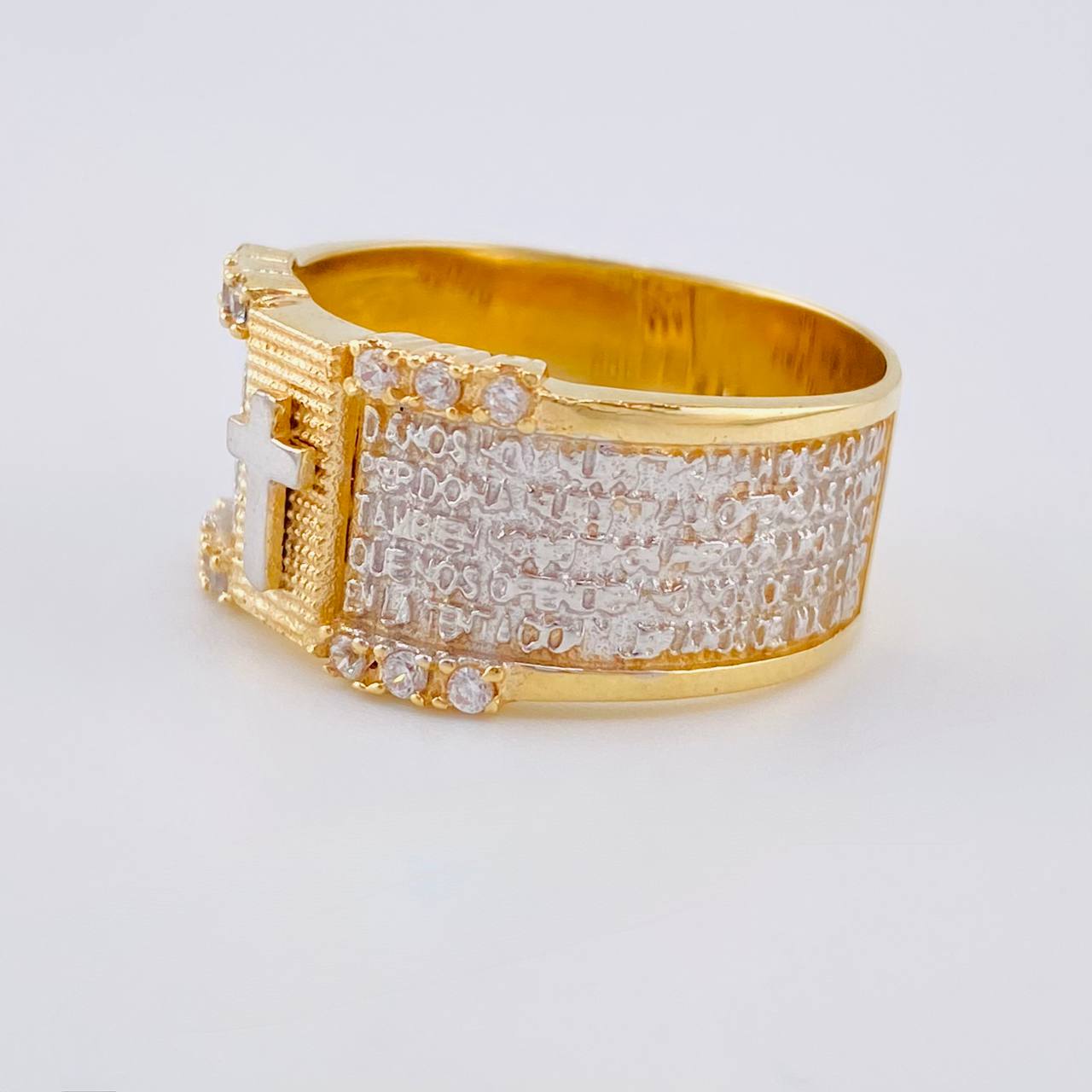Our Father Cross Ring 9 g / T10 1/2 Two-Tone Yellow White Gold 18K