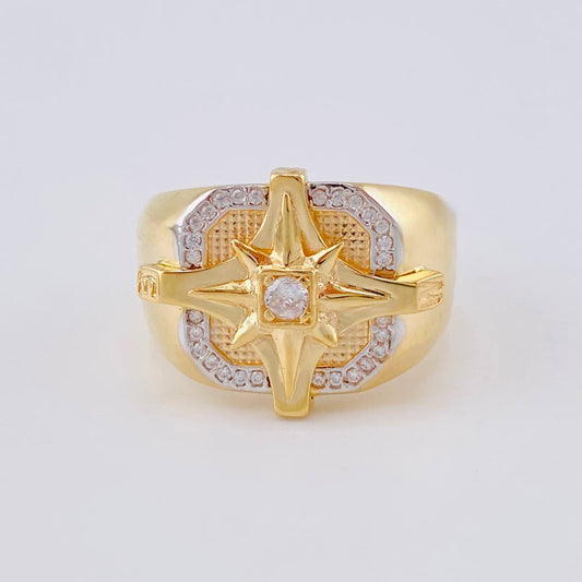 Square Compass Ring 9.35 g / T10 1/4 Two-Tone Yellow White Gold 18K
