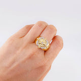 Square Compass Ring 9.35 g / T10 1/4 Two-Tone Yellow White Gold 18K