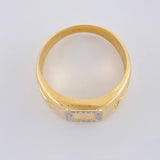Signet Ring with Side Crosses 7.45 g / Size 10 1/2 Two-Tone Yellow White Gold 18K