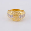 Diamond Cut Cross Ring 5.9 g / T9 Two Yellow White Gold 18K
