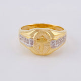 Diamond Cut Cross Ring 5.9 g / T9 Two Yellow White Gold 18K