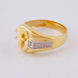 Diamond Cut Cross Ring 5.9 g / T9 Two Yellow White Gold 18K