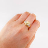 Diamond Cut Cross Ring 5.9 g / T9 Two Yellow White Gold 18K