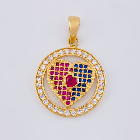 Dije Corazón Multicolor 5.85 g / 1 1/4 in Oro Amarillo 18K