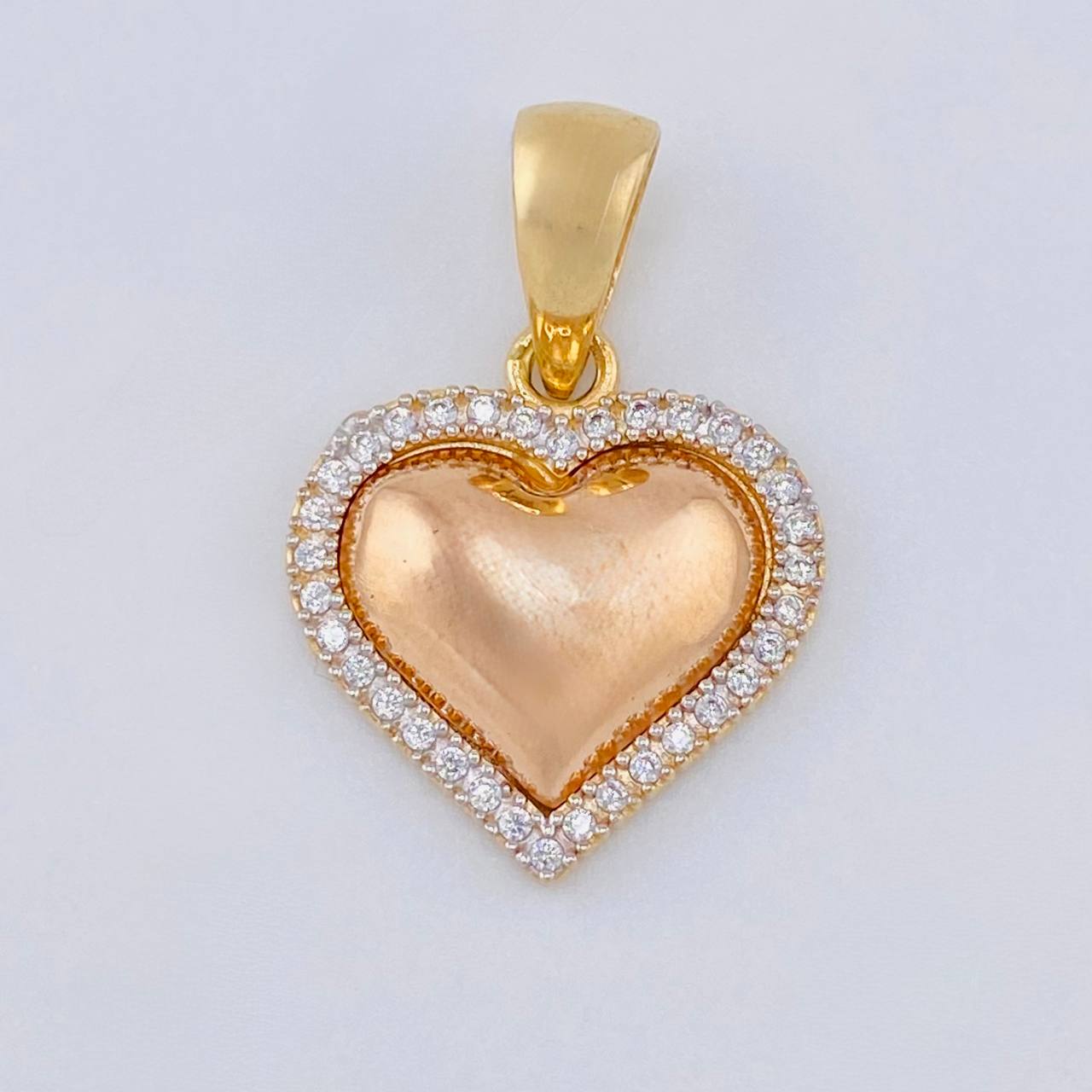 Dije Corazón 2.45 g / 1 in Dos Oros Amarillo Blanco 18K