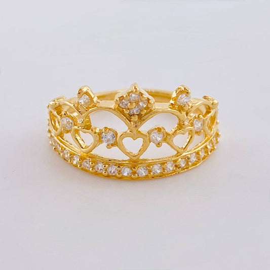 Anillo Corona Corazones 2.9 g / T6 1/4 Oro Amarillo 18K
