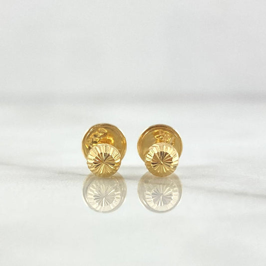 Stud Earrings Bead 0.5gr / 4mm Diamond Cut 18K Yellow Gold