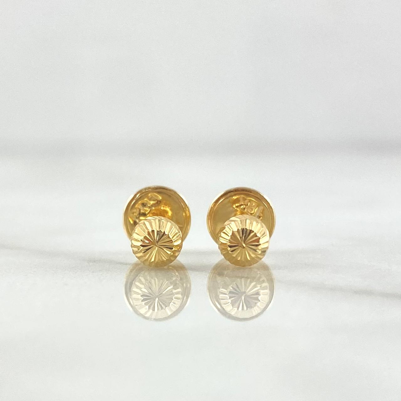 Stud Earrings Bead 0.55gr / 4mm Diamond Cut 18K Yellow Gold