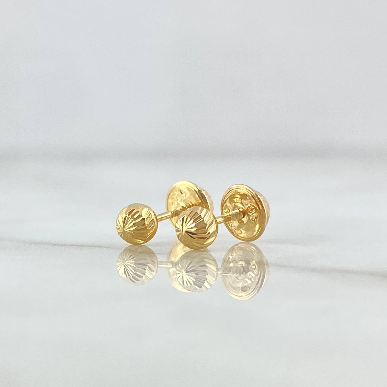 Stud Earrings Bead 0.5gr / 4mm Diamond Cut 18K Yellow Gold