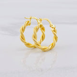 Candongas Doble Textura 1.95g / 3/4 in Oro Amarillo 18K